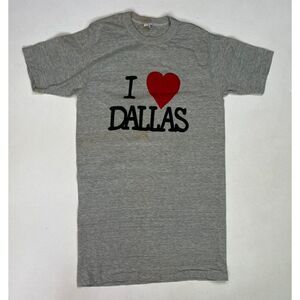 VINTAGE I Love Dallas Graphic T-shirt Women Small Gray 80s Single Stitch